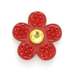 Bonjoc Ballmarker-Blume Red Flower w/ yellow center "RUBY"